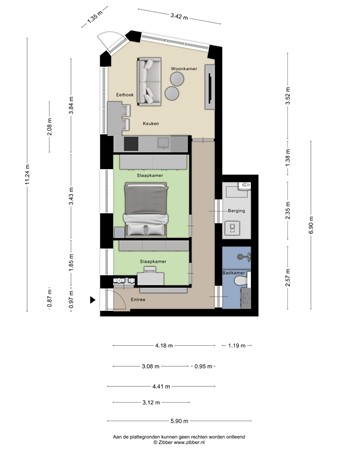 Floorplan - Langestraat 96B, 1506 XJ Zaandam